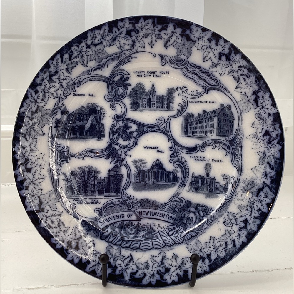 New Haven Connecticut Vintage Flow Blue Souvenir Plate